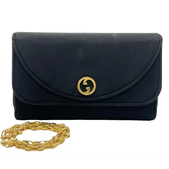 Authentic  GUCCI Black Chain Clutch Shoulder Bag/ original Gucci chain included - Picture 1 of 16